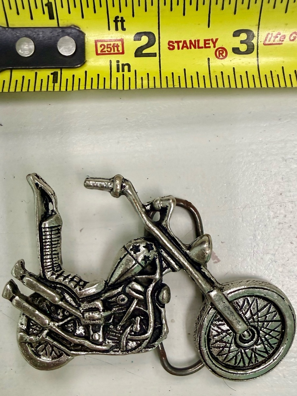 Vintage Silver Motorcycle Belt Buckle - Unbranded